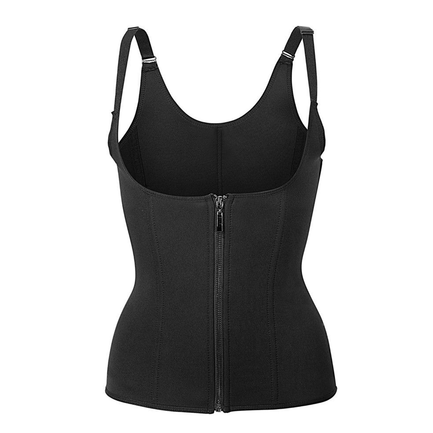 Zippered Waist Trainer Corset - Tummy Control Cincher with Adjustable Straps & Back Support
