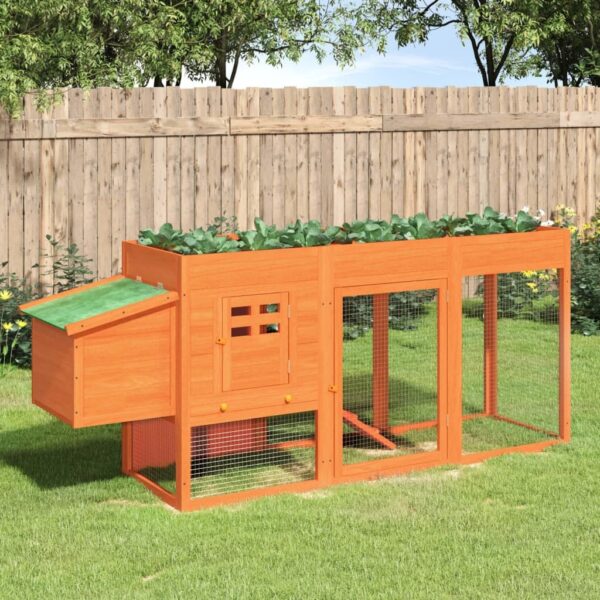 Brown Chicken Coop - Solid Pine Wood 80.3"x19.7"x33.1" Outdoor Hen House