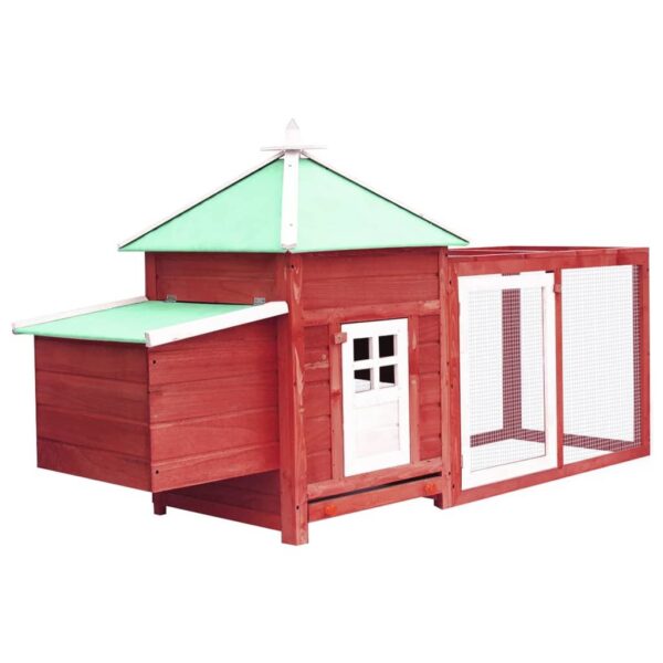 Red Chicken Coop with Nest Box - Solid Firwood 74.8"x28.3"x40.2" Outdoor Hen House