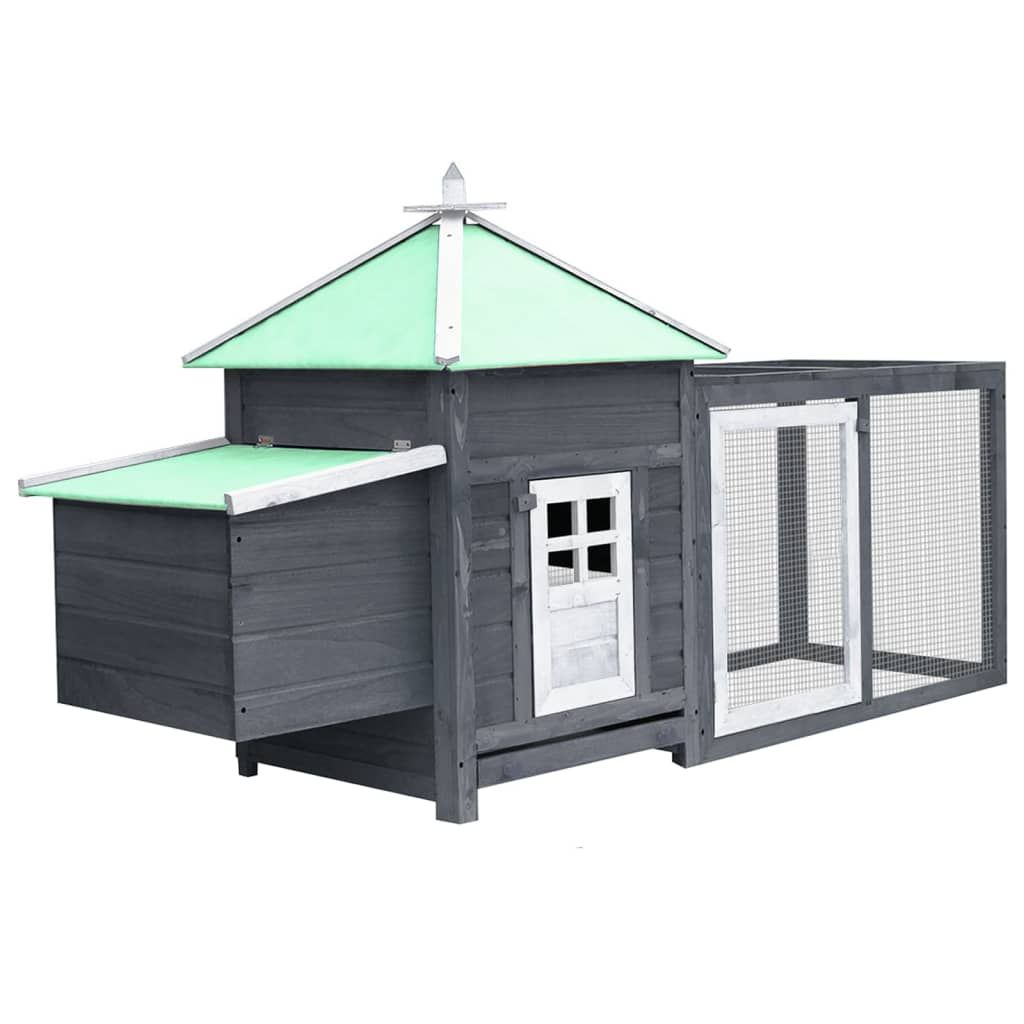 Gray Wooden Chicken Coop with Nest Box - Solid Firwood 74.8"x28.3"x40.2" Outdoor Hen House