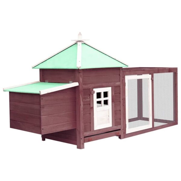 Mocha Chicken Coop with Nest Box - Solid Firwood 74.8"x28.3"x40.2" Outdoor Hen House