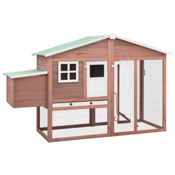 Mocha & White Chicken Coop with Nest Box - Solid Fir Wood Outdoor Hen House