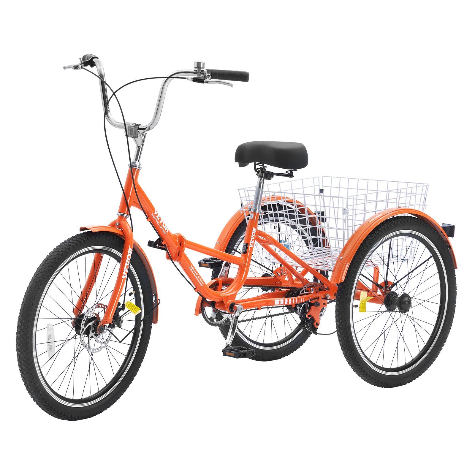 VEVOR Folding Adult Tricycle, 26-Inch Adult Folding Trikes, Lightweight Aluminum Alloy 3 Wheel Cruiser Bike with Large Rear Basket, Shopping Picnic Foldable Tricycles for Adults, Women, Men, Seniors